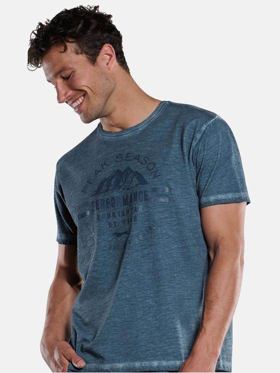 engbers Herren T-Shirt mit Print Indigoblau 33408
