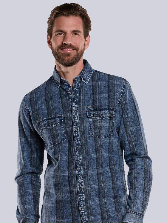 engbers Herren Langarm-Hemd kariert Blau 34189