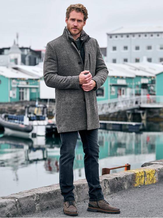 engbers Herren Mantel mit heraustrennbarem Kragen Grau 39409