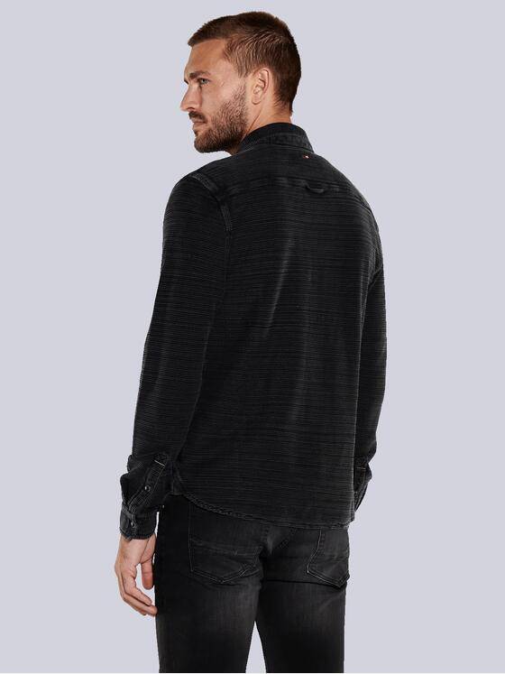 emilio adani Herren Langarm-Shirt mit Polo-Kragen Schwarz 36108