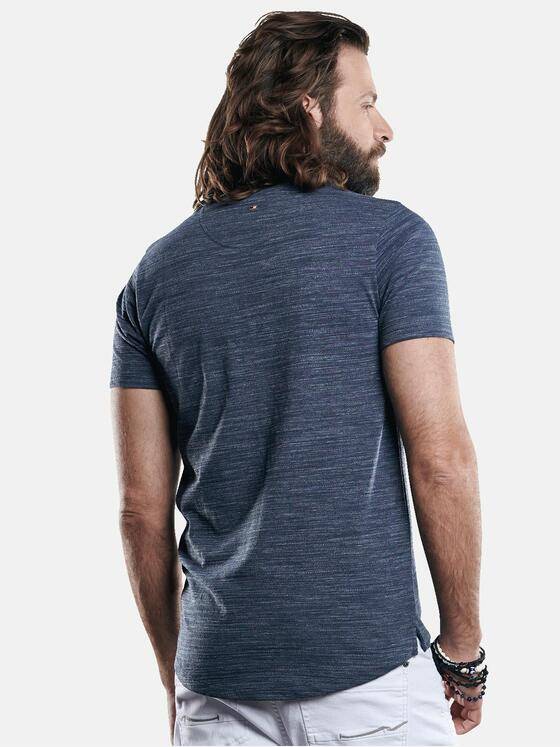 emilio adani Herren Rundhals T-Shirt mit eingelegter Brusttasche Blau 29622
