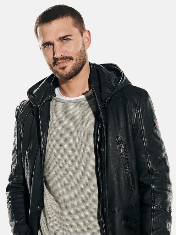 emilio adani Herren Lederjacke Schwarz 31874