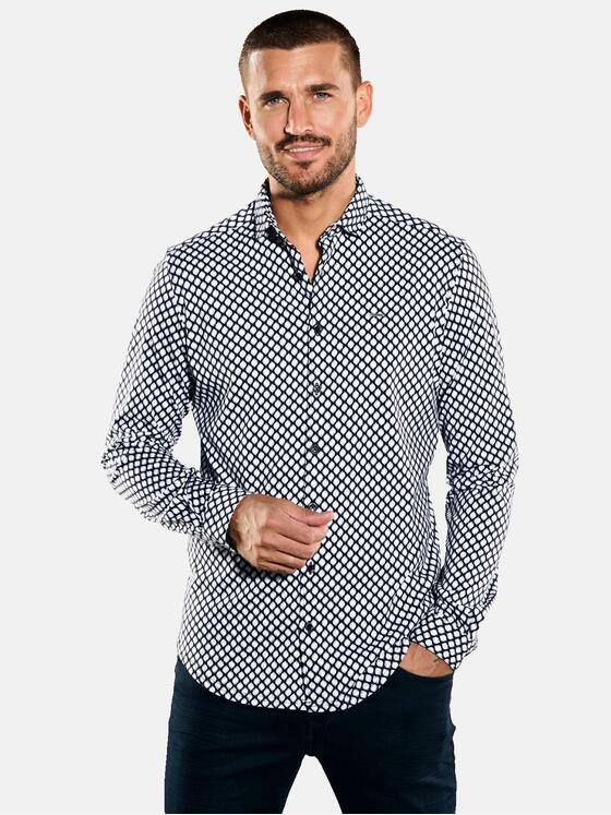 emilio adani Herren Langarm-Hemd gemustert Schwarz 35363