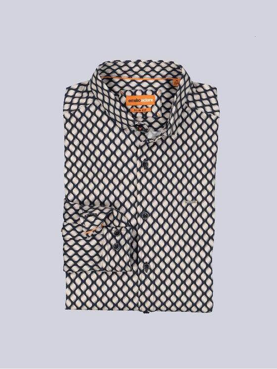 emilio adani Herren Langarm-Hemd slim fit Schwarz 36102