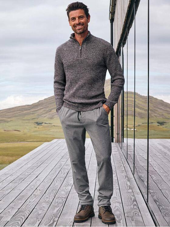 engbers Herren Pullover Polokragen Braunbeige 39576