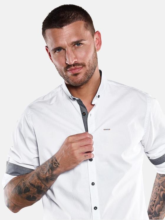 emilio adani Herren Langarm-Hemd uni Weiß 33476