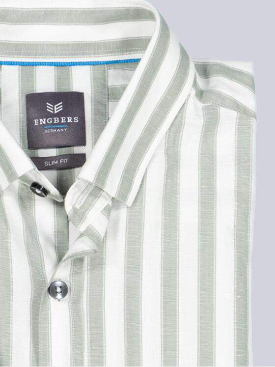 ENGBERS GERMANY Herren Langarm-Hemd mit Leinenanteil Hellgruen 38546