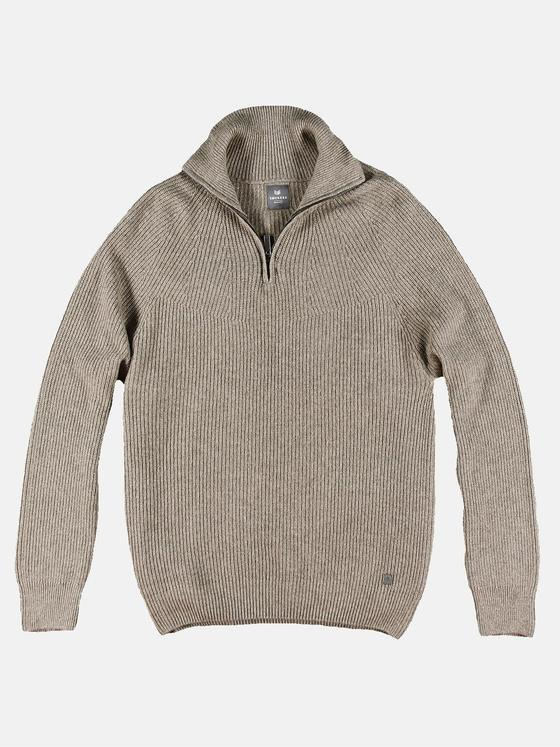 ENGBERS GERMANY Herren Stilvoller Pullover mit Polokragen Braunbeige 30525