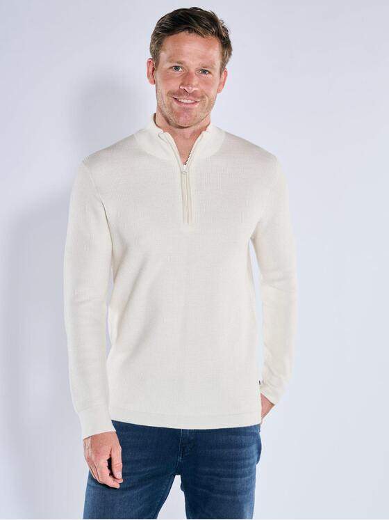ENGBERS GERMANY Herren Pullover mit Troyerkragen Creme 39622