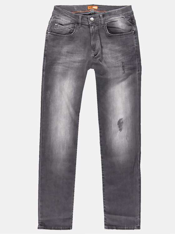 emilio adani Herren Super Stretch Jeans mit Destroy Effekten Grau 30296