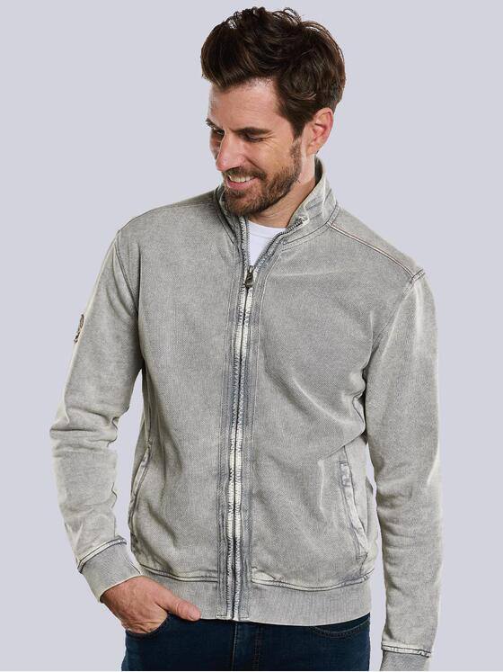 engbers Herren Sweatjacke mit Stehkragen Silbergrau 33757