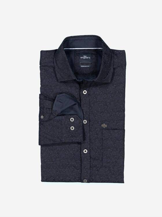 engbers Herren Langarm-Hemd gemustert Saphirblau 38172