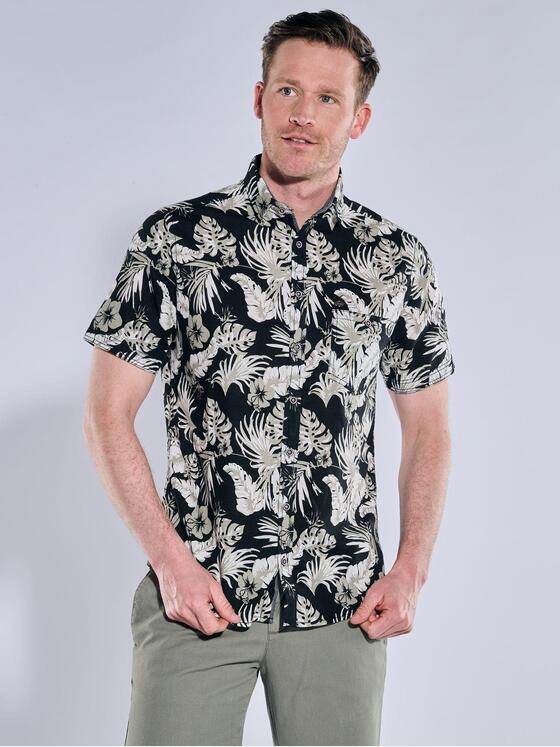 engbers Herren Kurzarm-Hemd gemustert Oliv 38875