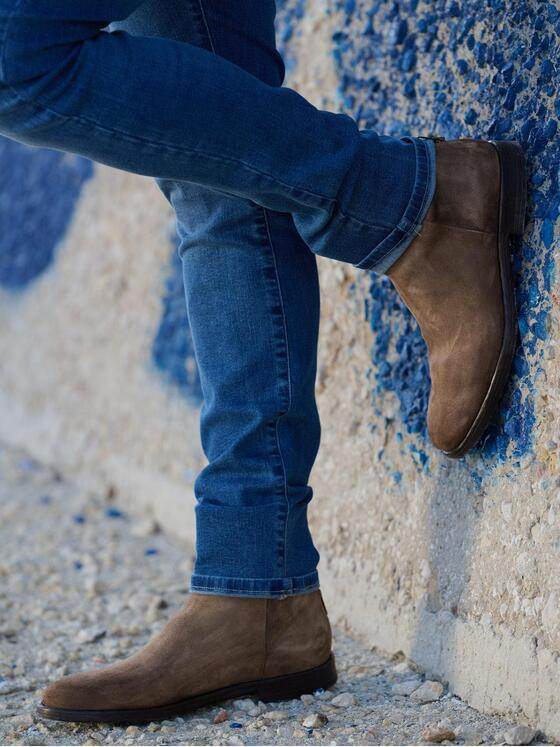 emilio adani Herren Boots mit Reißverschluss Braunbeige 39292