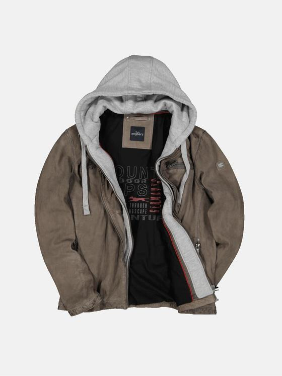 engbers Herren Lederjacke mit abnehmbarer Kapuze Beige 34212