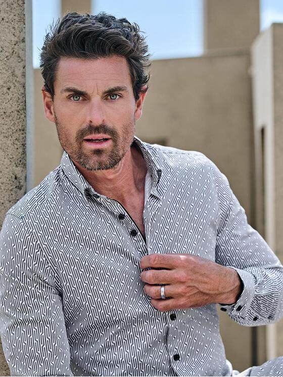 ENGBERS GERMANY Herren Langarm-Hemd in Satin-Warenqualität Schwarz 39190