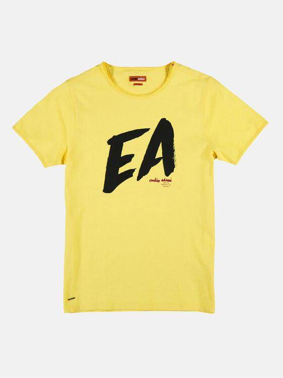 emilio adani Herren Rundhals T-Shirt Gelb 25704