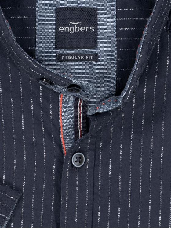 engbers Herren Kurzarm-Hemd gestreift Marineblau 35031