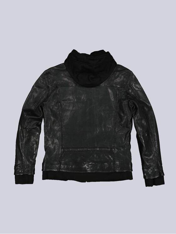 emilio adani Herren Lederjacke slim fit Schwarz 35203