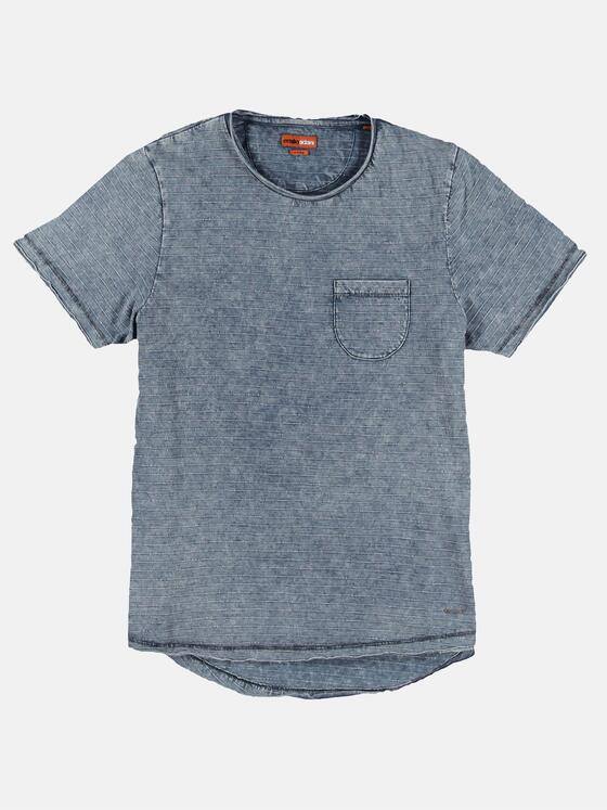 emilio adani Herren Rundhals T-Shirt mit dezentem Streifenmuster Türkis 29681