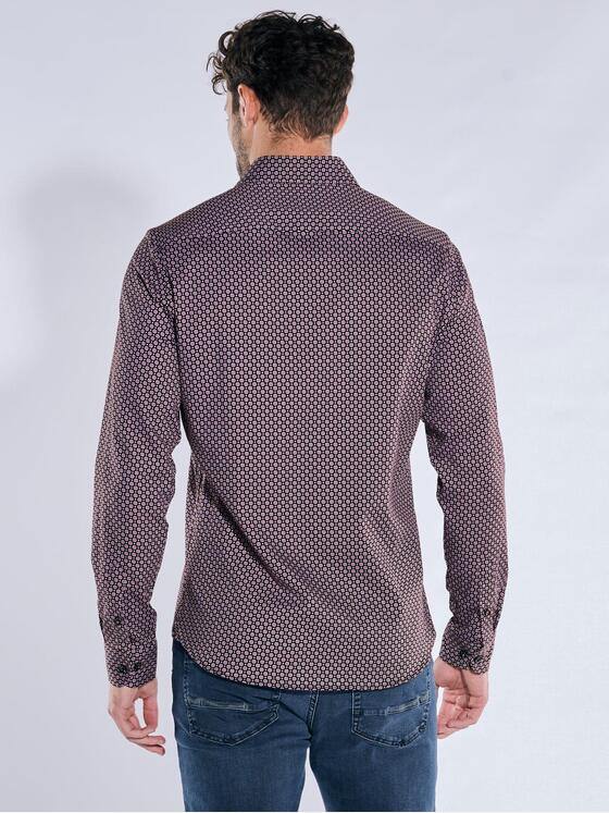 emilio adani Herren Langarm-Hemd gemustert Bordeaux 39596