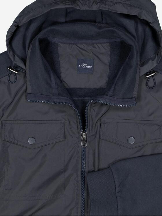 engbers Herren Baumwoll-Jacke mit Kapuze Blau 37316