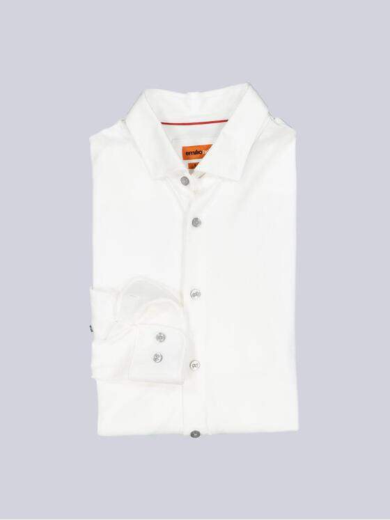 emilio adani Herren Jersey-Hemd Langarm Weiß 38256