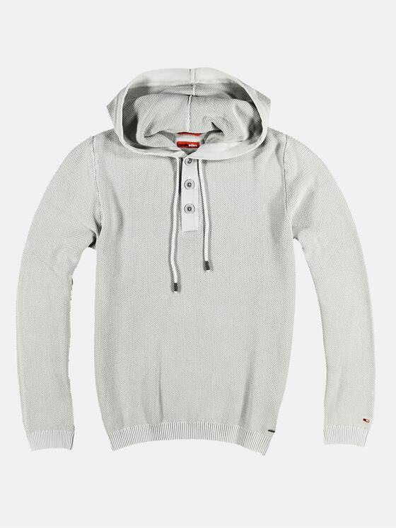 emilio adani Herren softer Strick-Hoodie Hellgrau 29280