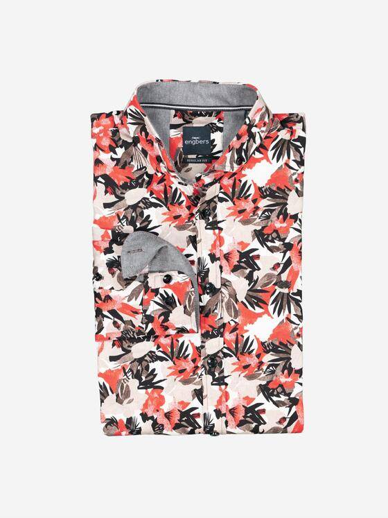 engbers Herren Langarm-Hemd gemustert Orange 38019