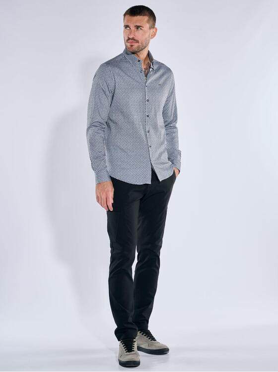 emilio adani Herren Langarm-Hemd satiniert Hellgrau 39600