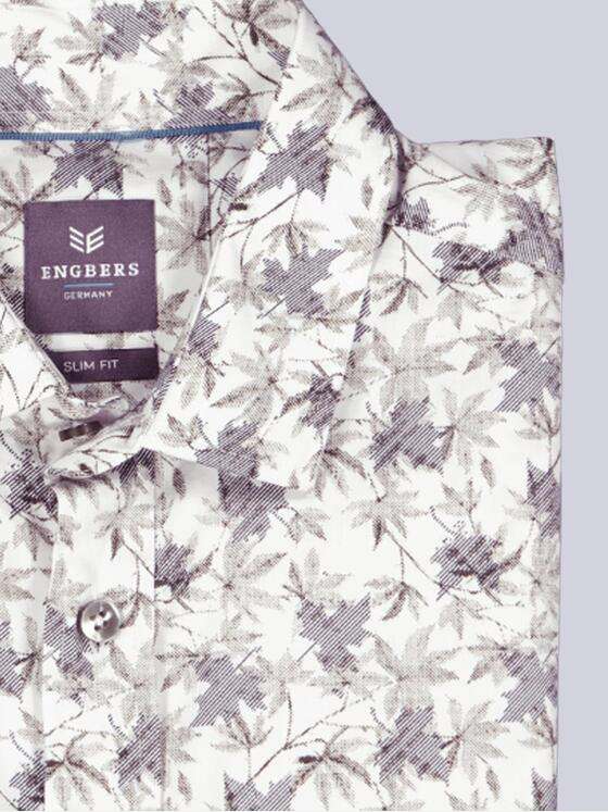 ENGBERS GERMANY Herren Langarm-Hemd mit Floralprint Reinweiss 39565