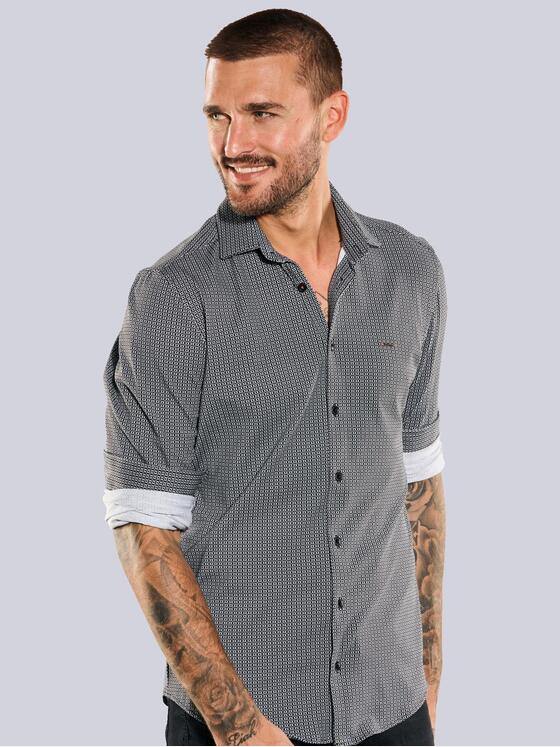 emilio adani Herren Langarm-Hemd slim fit Schwarz 35511