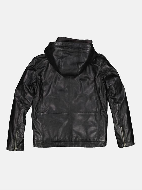 emilio adani Herren Lederjacke mit Inlet Schwarz 34072