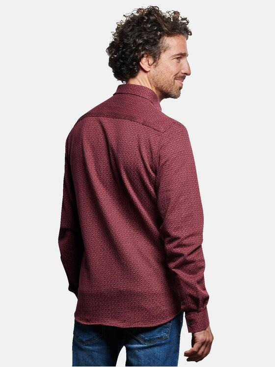 engbers Herren Langarm-Hemd gemustert Karminrot 32465