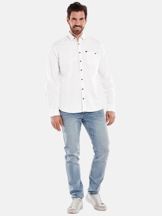 engbers Herren Langarm-Hemd mit Leinenanteil Reinweiss 34765