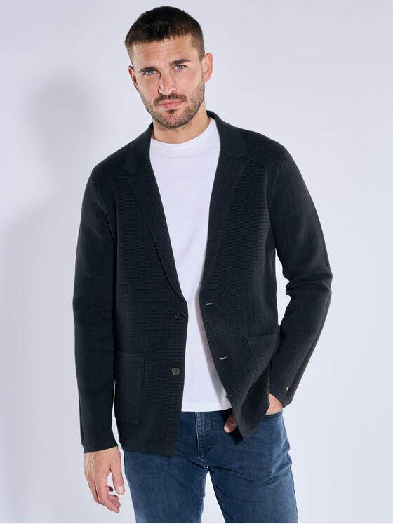 emilio adani Herren Sakko mit edler Strickstruktur Schwarz 39162