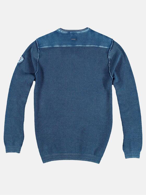 engbers Herren Baumwollpullover mit Rippstruktur Blau 28950