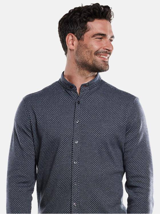 engbers Herren Langarm-Hemd gemustert Blau 32052