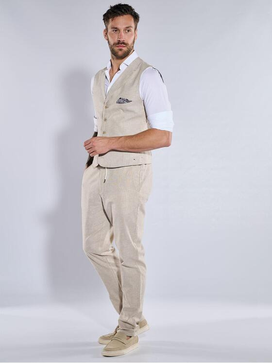 emilio adani Herren Sakko-Weste slim fit Beige 36963