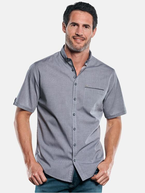 engbers Herren Unifarbenes Kurzarmhemd mit stylischen Kontrastdetails Silbergrau 29761