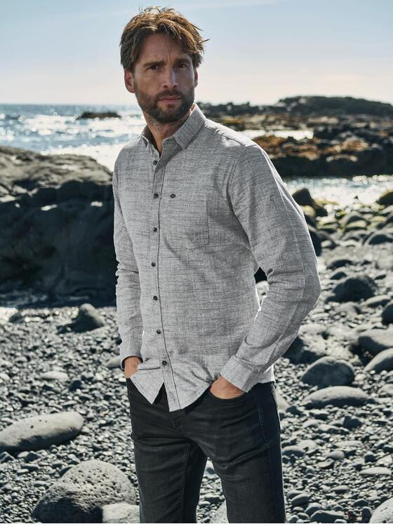 engbers Herren Langarm-Hemd uni Grau 35789