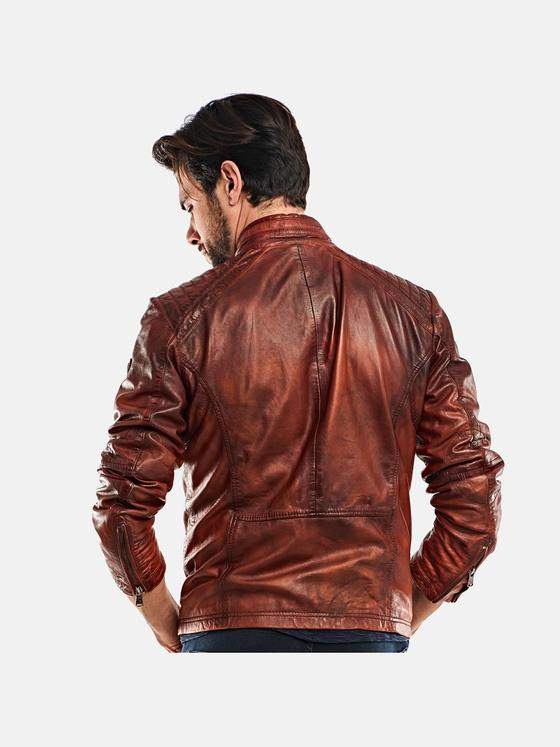 emilio adani Herren maskuline Lederjacke Orange 23570