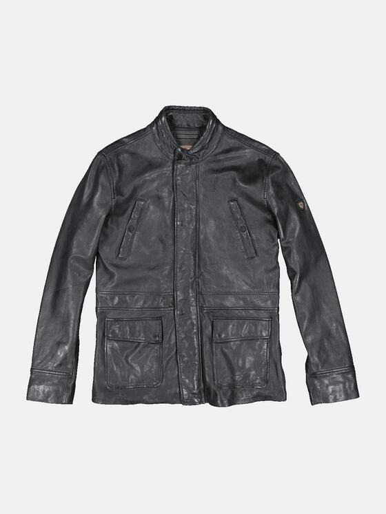 emilio adani Herren Lederjacke slim fit Grau 34221