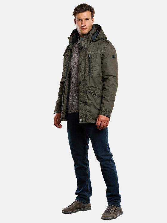 engbers Herren Baumwoll-Jacke mit abnehmbarer Kapuze Oliv 33563