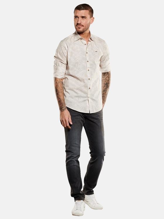 emilio adani Herren Langarm-Hemd gemustert Beige 35117