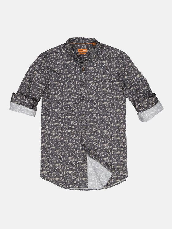 emilio adani Herren Langarm-Hemd mit All-Over-Print Sand 33343