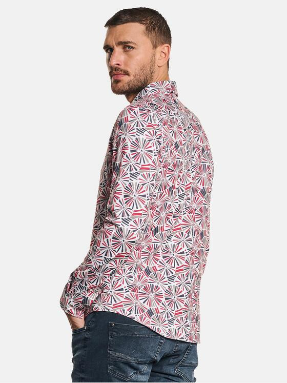 emilio adani Herren Langarm-Hemd gemustert Rot 32637