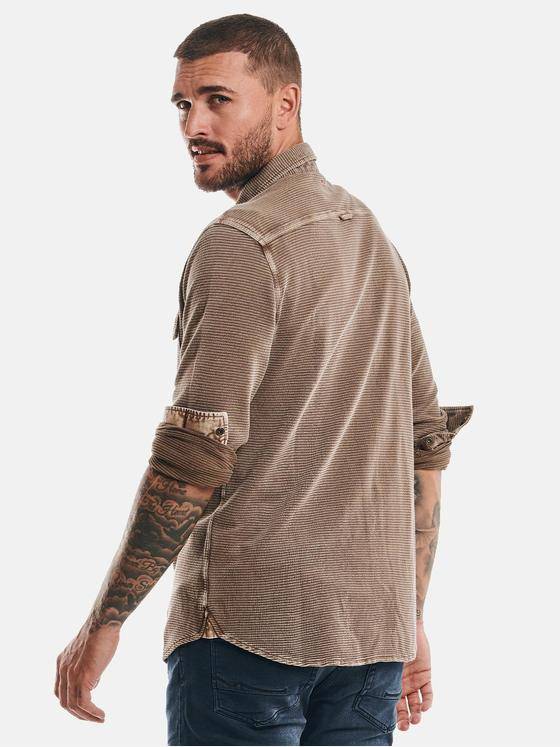 emilio adani Herren Langarm-Hemd strukturiert Braun 32452