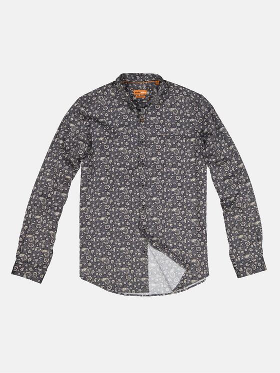 emilio adani Herren Langarm-Hemd mit All-Over-Print Sand 33343