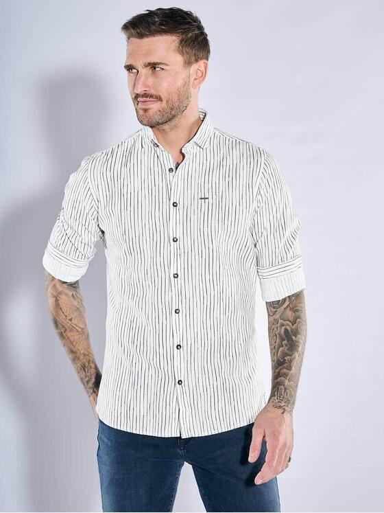 emilio adani Herren Langarm-Hemd gestreift Beige 38268